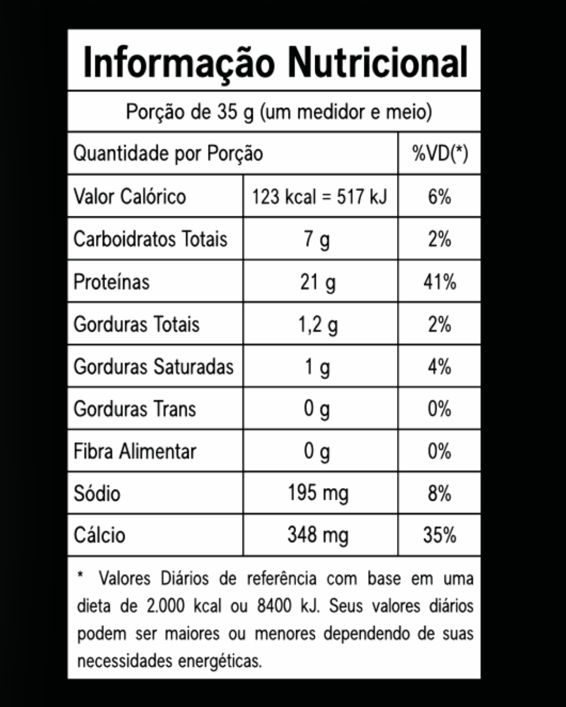 Tabela Nutricional - 3Whey Protein Leite Condensado