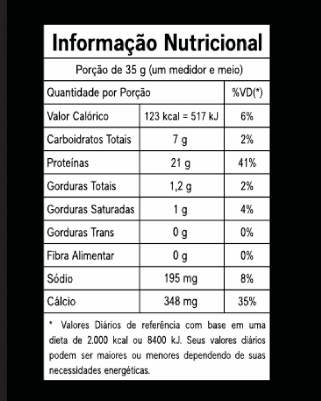 Tabela Nutricional - 3Whey Protein Natural