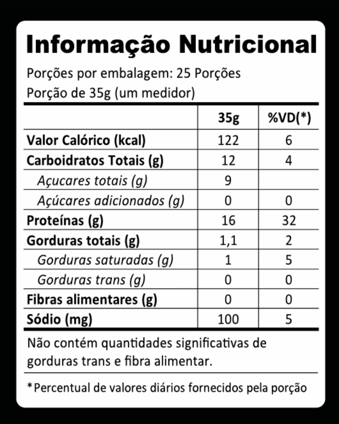 Tabela Nutricional - Whey Protein Pistache